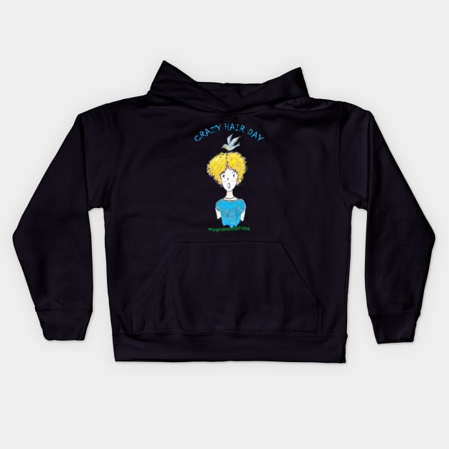 CRAZY HAIR DAY Kids Hoodie by mygrandmatime